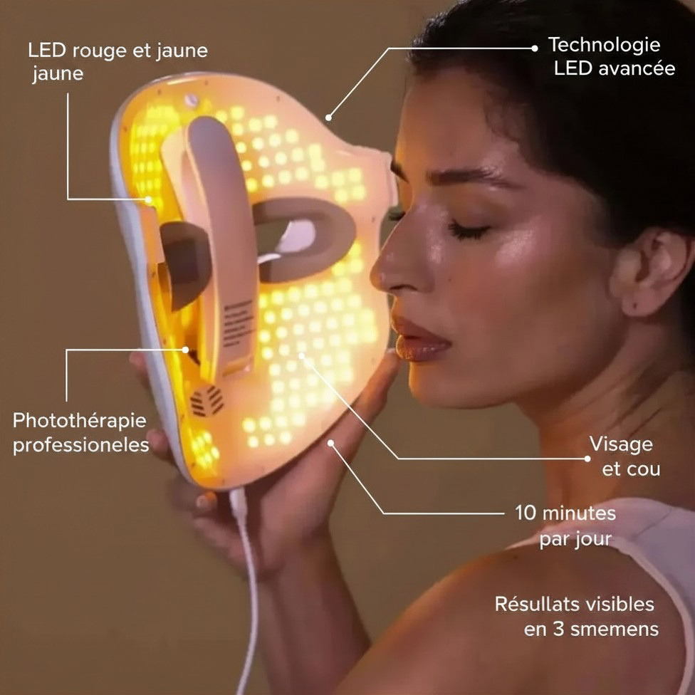 MASQUE LED PHOTOTHERAPIE A LUMIERE VISAGE & COU- ANTI-ÂGE "L'EXPERTISE"